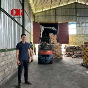 Coconut shell charcoal production facility in Indonesia